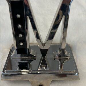 Silver and Black Letter M Christmas Stocking Holder